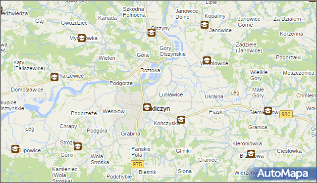 mapa Lusławice gmina Zakliczyn, Lusławice gmina Zakliczyn na mapie Targeo