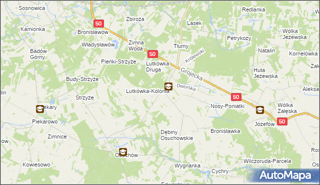 mapa Lutkówka gmina Mszczonów, Lutkówka gmina Mszczonów na mapie Targeo