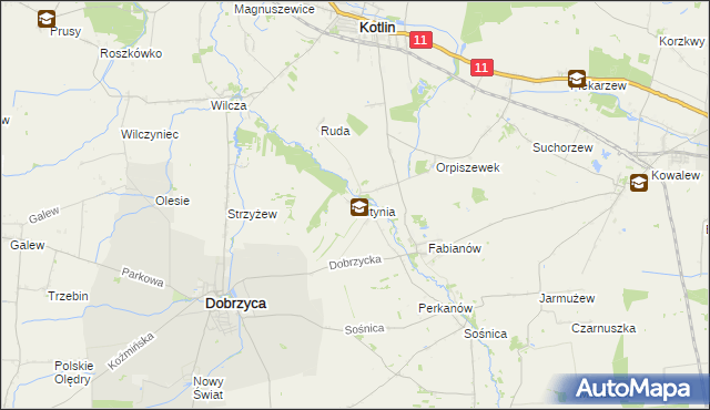 mapa Lutynia gmina Dobrzyca, Lutynia gmina Dobrzyca na mapie Targeo