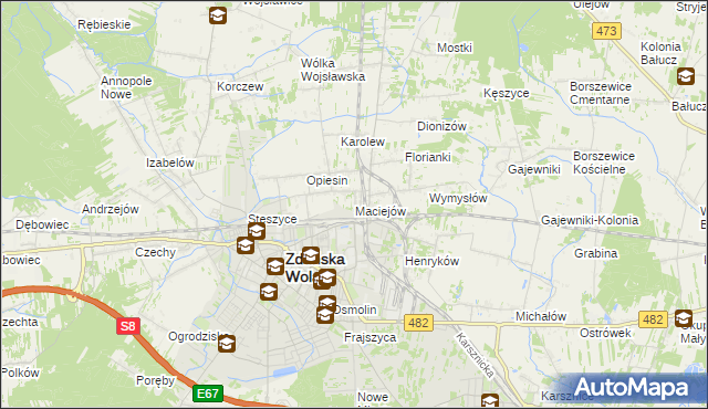 mapa Maciejów gmina Zduńska Wola, Maciejów gmina Zduńska Wola na mapie Targeo