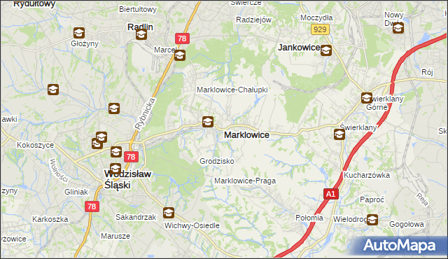 mapa Marklowice, Marklowice na mapie Targeo