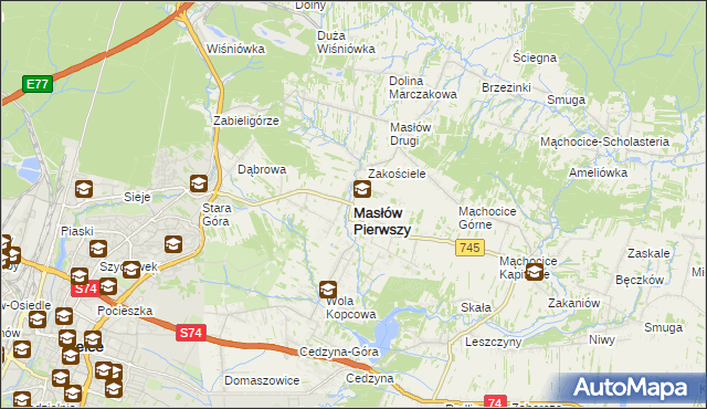 mapa Masłów Pierwszy, Masłów Pierwszy na mapie Targeo