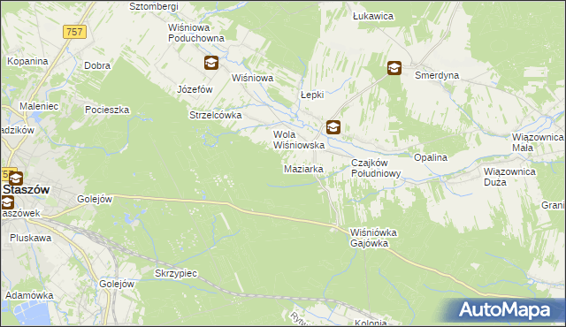 mapa Maziarka gmina Staszów, Maziarka gmina Staszów na mapie Targeo