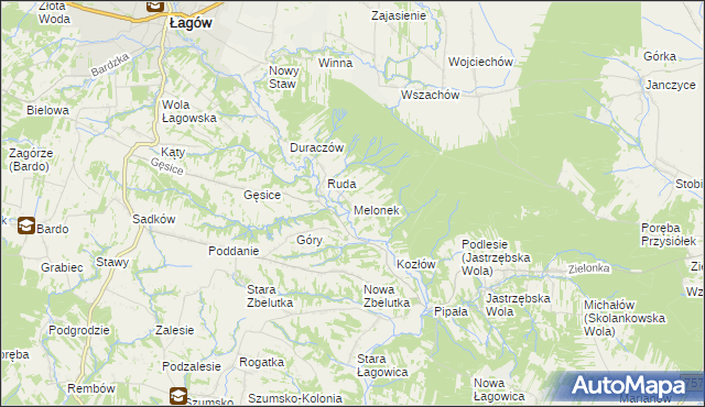 mapa Melonek, Melonek na mapie Targeo