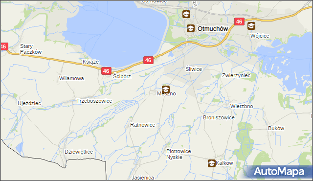 mapa Meszno gmina Otmuchów, Meszno gmina Otmuchów na mapie Targeo