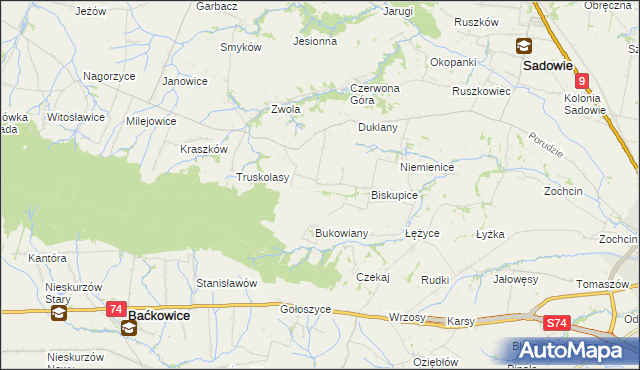 mapa Michałów gmina Sadowie, Michałów gmina Sadowie na mapie Targeo