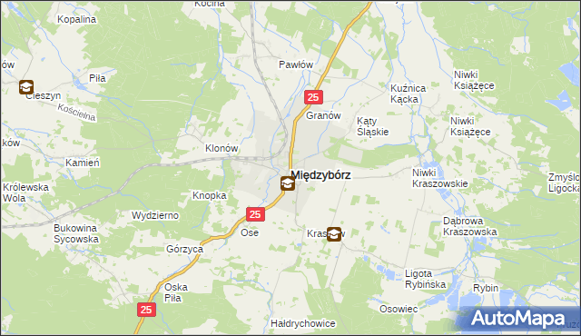 mapa Międzybórz powiat oleśnicki, Międzybórz powiat oleśnicki na mapie Targeo