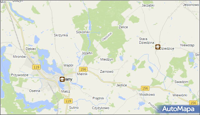 mapa Miedzyn, Miedzyn na mapie Targeo