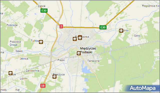 mapa Międzyrzec Podlaski, Międzyrzec Podlaski na mapie Targeo