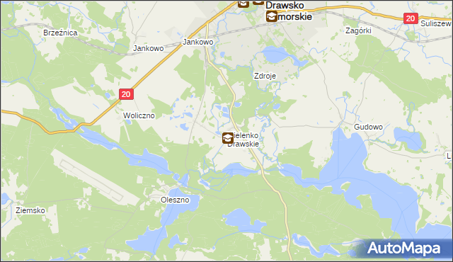 mapa Mielenko Drawskie, Mielenko Drawskie na mapie Targeo