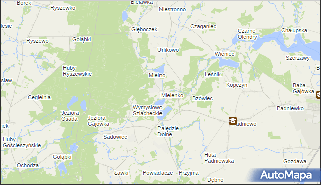 mapa Mielenko gmina Mogilno, Mielenko gmina Mogilno na mapie Targeo