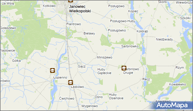 mapa Miniszewo, Miniszewo na mapie Targeo