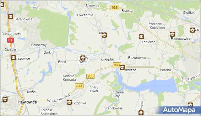 mapa Mizerów, Mizerów na mapie Targeo