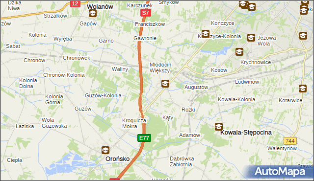 mapa Młodocin Mniejszy, Młodocin Mniejszy na mapie Targeo