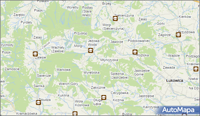 mapa Młyńczyska, Młyńczyska na mapie Targeo