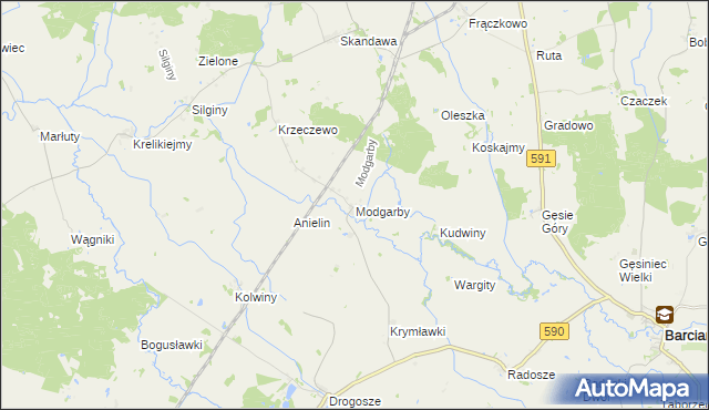 mapa Modgarby, Modgarby na mapie Targeo