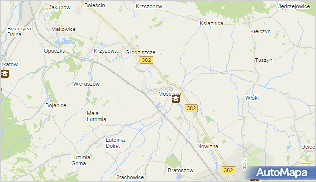 mapa Mościsko gmina Dzierżoniów, Mościsko gmina Dzierżoniów na mapie Targeo