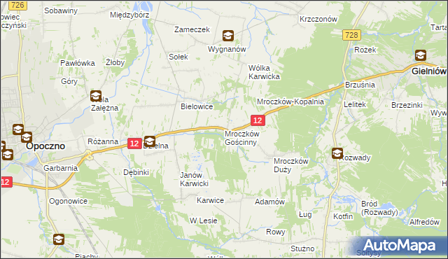 mapa Mroczków Gościnny, Mroczków Gościnny na mapie Targeo