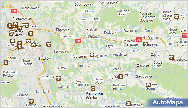 mapa Mystków, Mystków na mapie Targeo