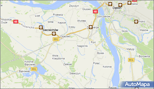 mapa Nagórnik gmina Sieciechów, Nagórnik gmina Sieciechów na mapie Targeo