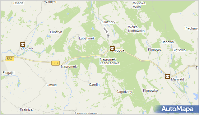 mapa Napromek Leśniczówka, Napromek Leśniczówka na mapie Targeo