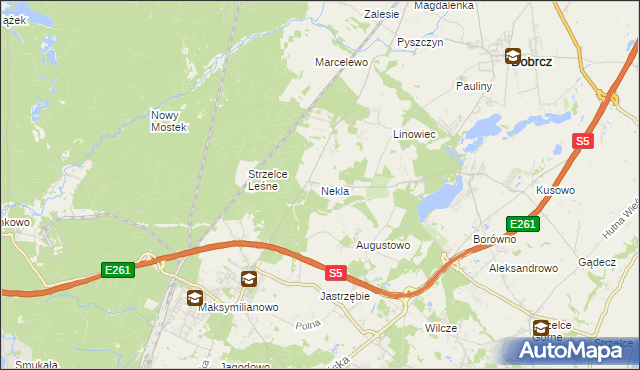 mapa Nekla gmina Dobrcz, Nekla gmina Dobrcz na mapie Targeo