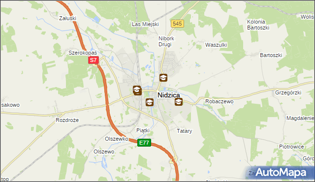 mapa Nidzica, Nidzica na mapie Targeo