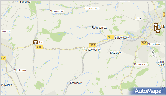 mapa Niedźwiednik gmina Ziębice, Niedźwiednik gmina Ziębice na mapie Targeo