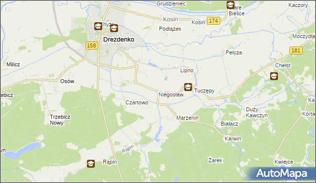 mapa Niegosław, Niegosław na mapie Targeo