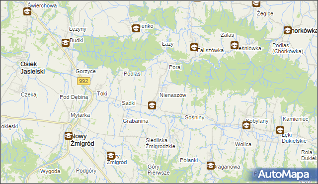 mapa Nienaszów, Nienaszów na mapie Targeo