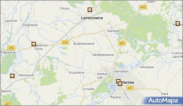 mapa Niesiebędowice, Niesiebędowice na mapie Targeo