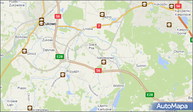 mapa Niestępowo, Niestępowo na mapie Targeo