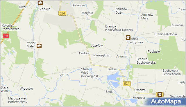 mapa Niewęgłosz, Niewęgłosz na mapie Targeo