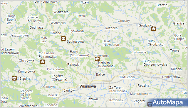 mapa Niewodna, Niewodna na mapie Targeo