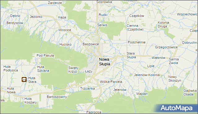 mapa Nowa Słupia, Nowa Słupia na mapie Targeo