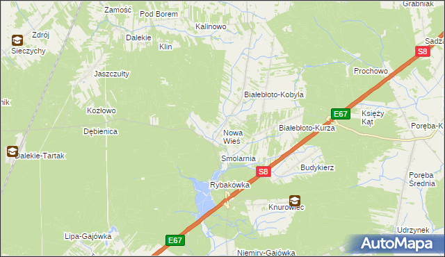 mapa Nowa Wieś gmina Brańszczyk, Nowa Wieś gmina Brańszczyk na mapie Targeo