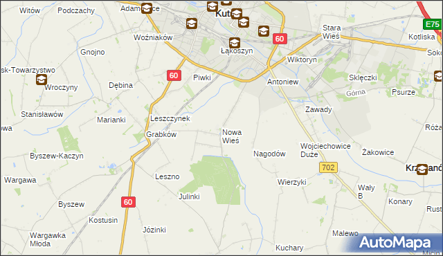 mapa Nowa Wieś gmina Kutno, Nowa Wieś gmina Kutno na mapie Targeo