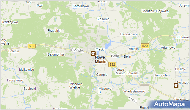 mapa Nowe Miasto powiat płoński, Nowe Miasto powiat płoński na mapie Targeo