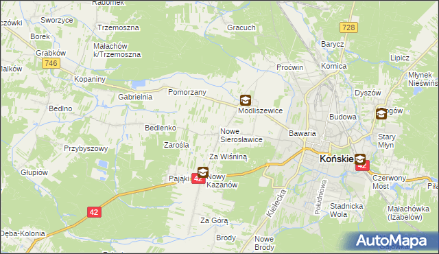 mapa Nowe Sierosławice, Nowe Sierosławice na mapie Targeo