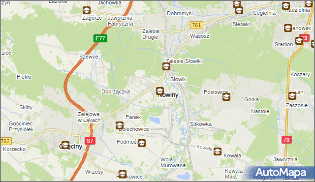 mapa Nowiny gmina Sitkówka-Nowiny, Nowiny gmina Sitkówka-Nowiny na mapie Targeo