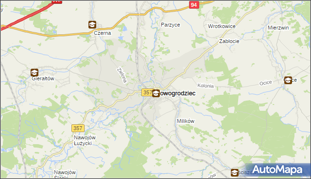 mapa Nowogrodziec, Nowogrodziec na mapie Targeo