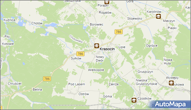 mapa Nowy Dwór gmina Krasocin, Nowy Dwór gmina Krasocin na mapie Targeo