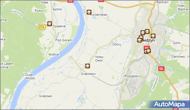 mapa Nowy Dwór gmina Kwidzyn, Nowy Dwór gmina Kwidzyn na mapie Targeo