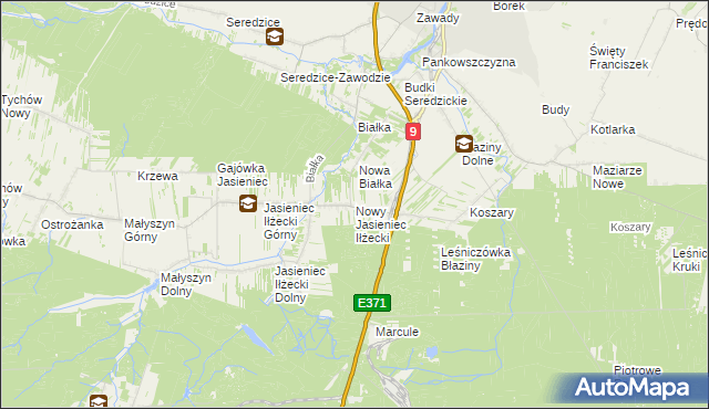 mapa Nowy Jasieniec Iłżecki, Nowy Jasieniec Iłżecki na mapie Targeo