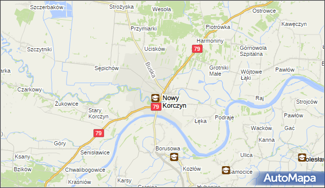 mapa Nowy Korczyn, Nowy Korczyn na mapie Targeo