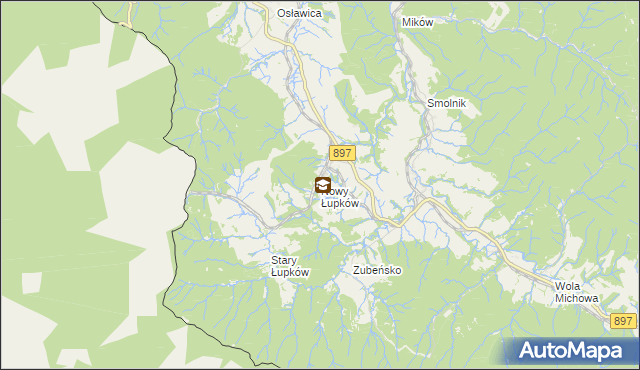 mapa Nowy Łupków, Nowy Łupków na mapie Targeo