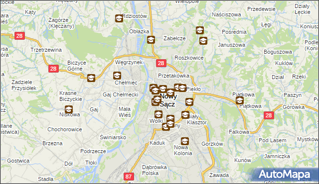 mapa Nowego Sącza, Nowy Sącz na mapie Targeo