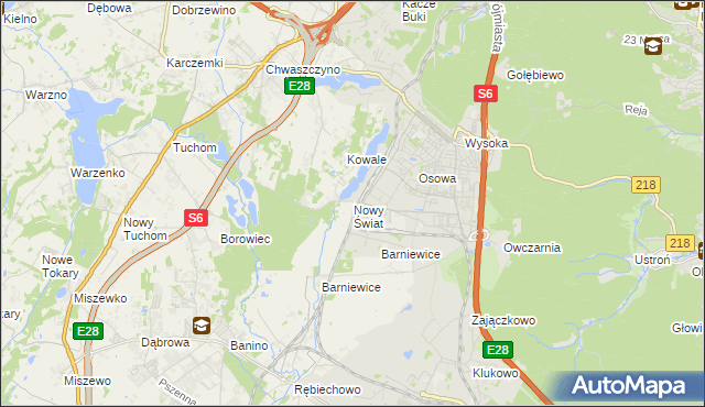 mapa Nowy Świat gmina Żukowo, Nowy Świat gmina Żukowo na mapie Targeo