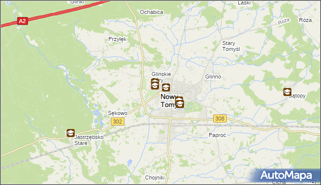 mapa Nowy Tomyśl, Nowy Tomyśl na mapie Targeo