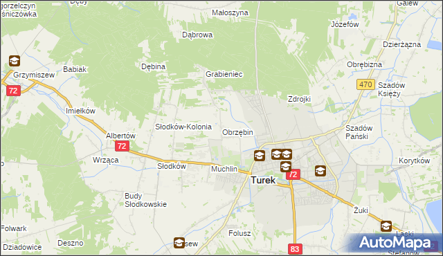 mapa Obrzębin, Obrzębin na mapie Targeo